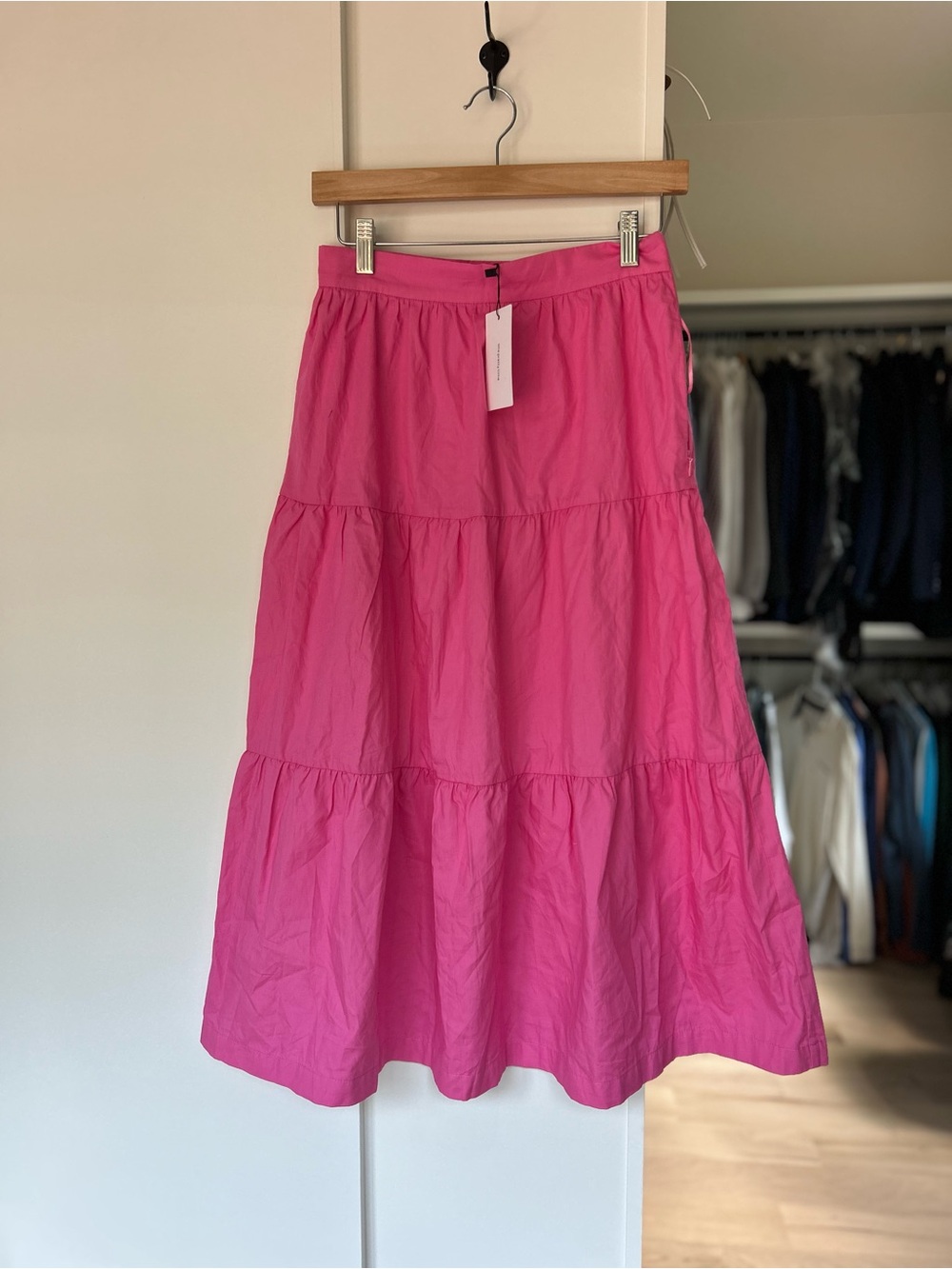 A-Line Tiered Skirt in Bright Pink